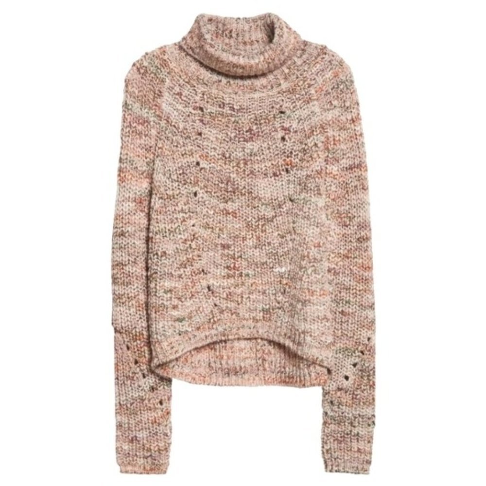 NWT LINE Label Nordstrom Turtleneck Luxe Marled Chunky Knit Sweater Medium - Picture 3 of 6